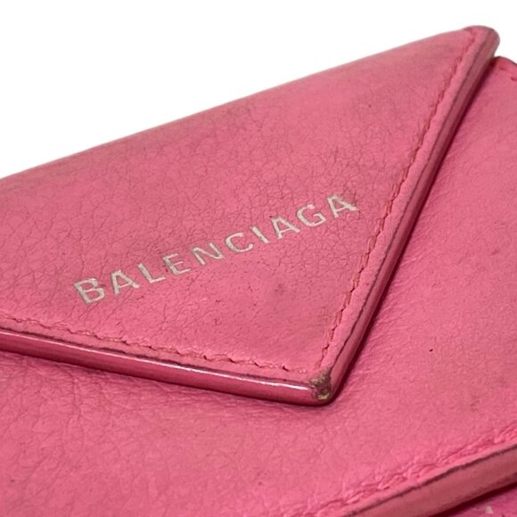 Auth BALENCIAGA Papier Mini Wallet 391446 Pink Leather - Trifold Wallet - Picture 4 of 10